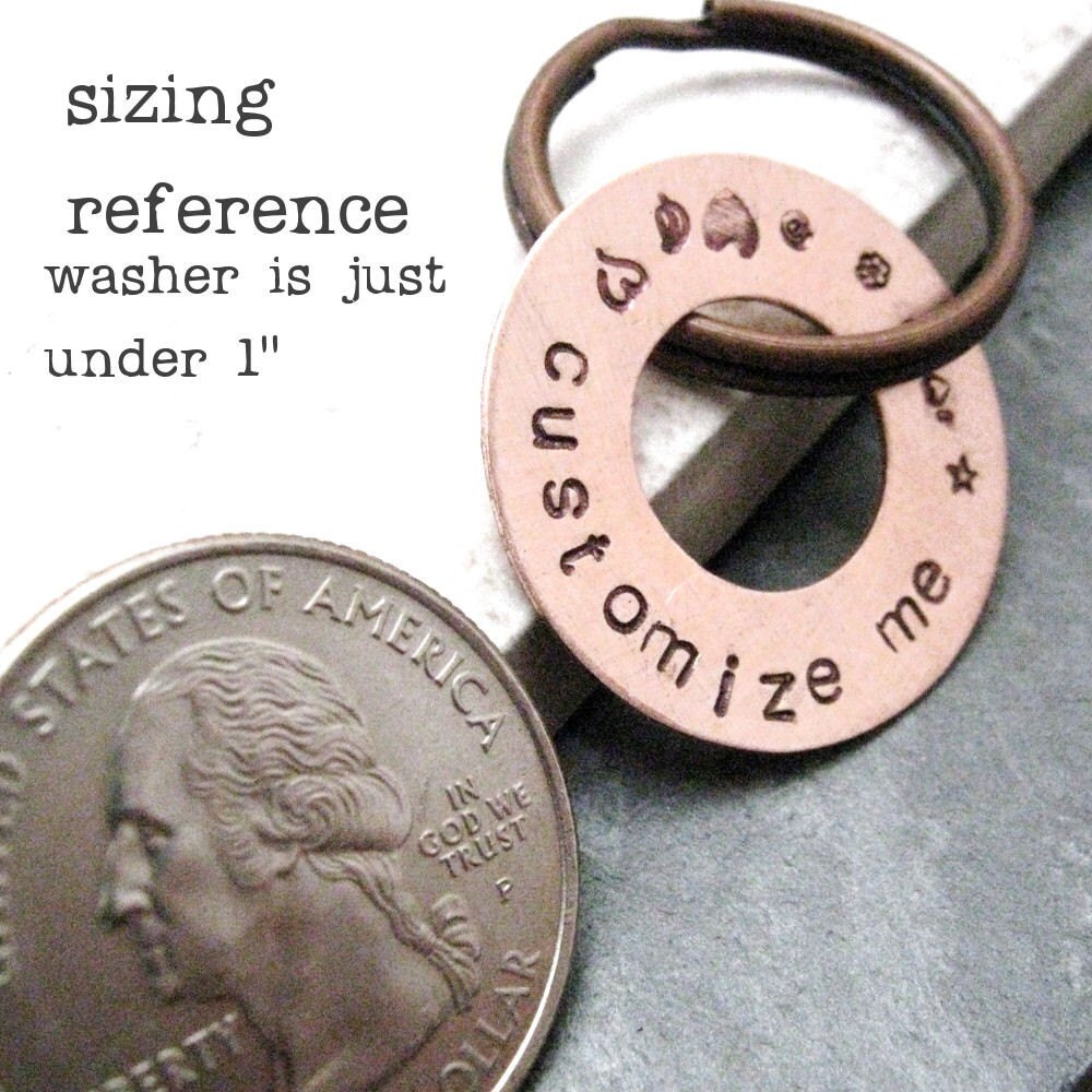 Faith Hope Charity Keychain, Washer Keychain, Copper Washer, Customize ...