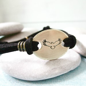 Soaring Eagle Bracelet, adjustable faux suede or distressed leather, Patriotic, bird lover, Bald Eagle Lover’s gift, patriotism