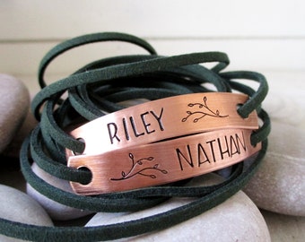 Couples Bracelets, Couples Leather Wrap Bracelets, SET OF 2 Bracelets, His and Hers bracelets, Matching, vegan options, Valentine's Day gift