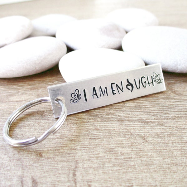 I Am Enough keychain, Eating Disorder symbol, Neda keychain, Self Care, Butterfly bracket design, NEDA symbol gift, Love Yourself