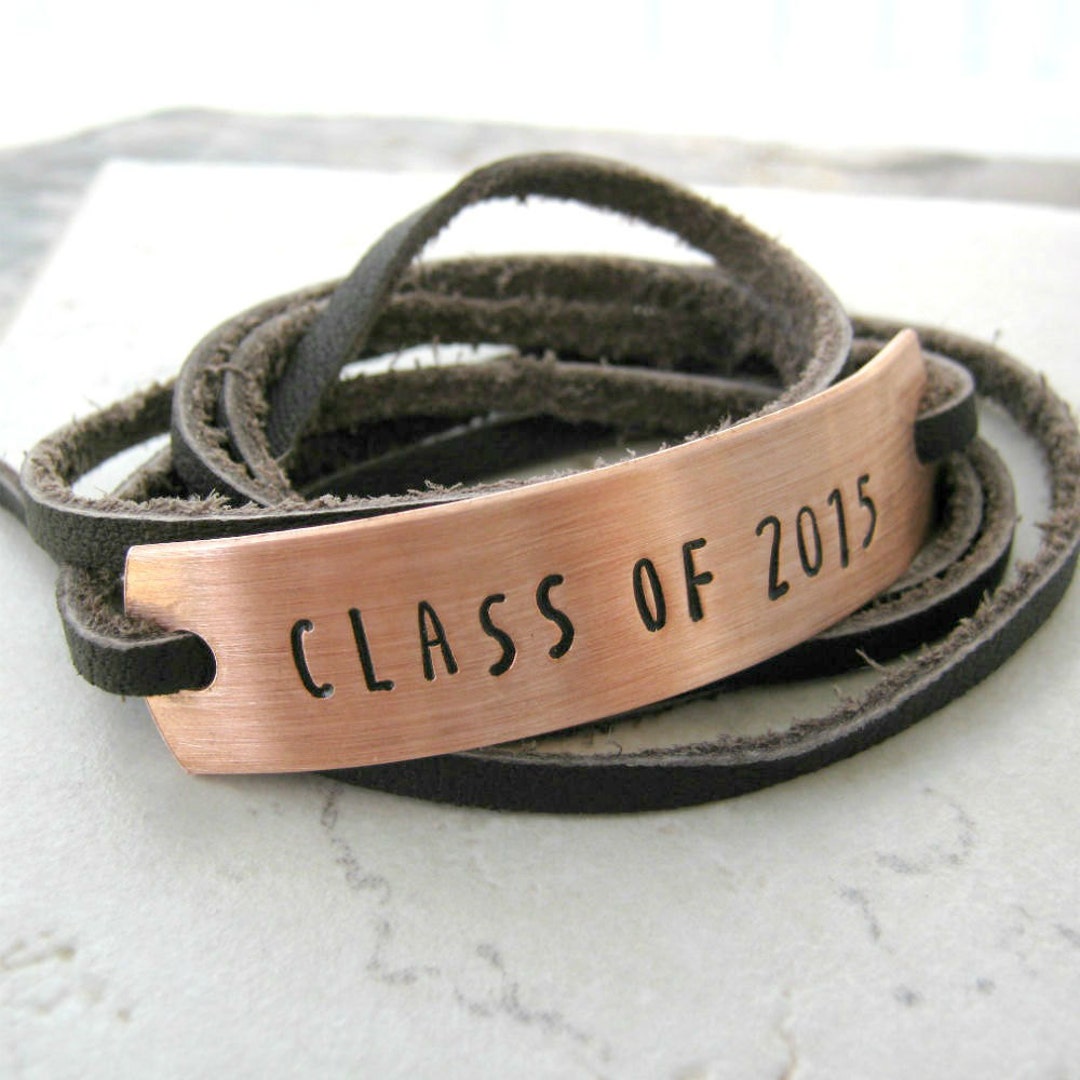 2026 Gold Graduation Stretch Bracelet in Dichroic Glass main image 1