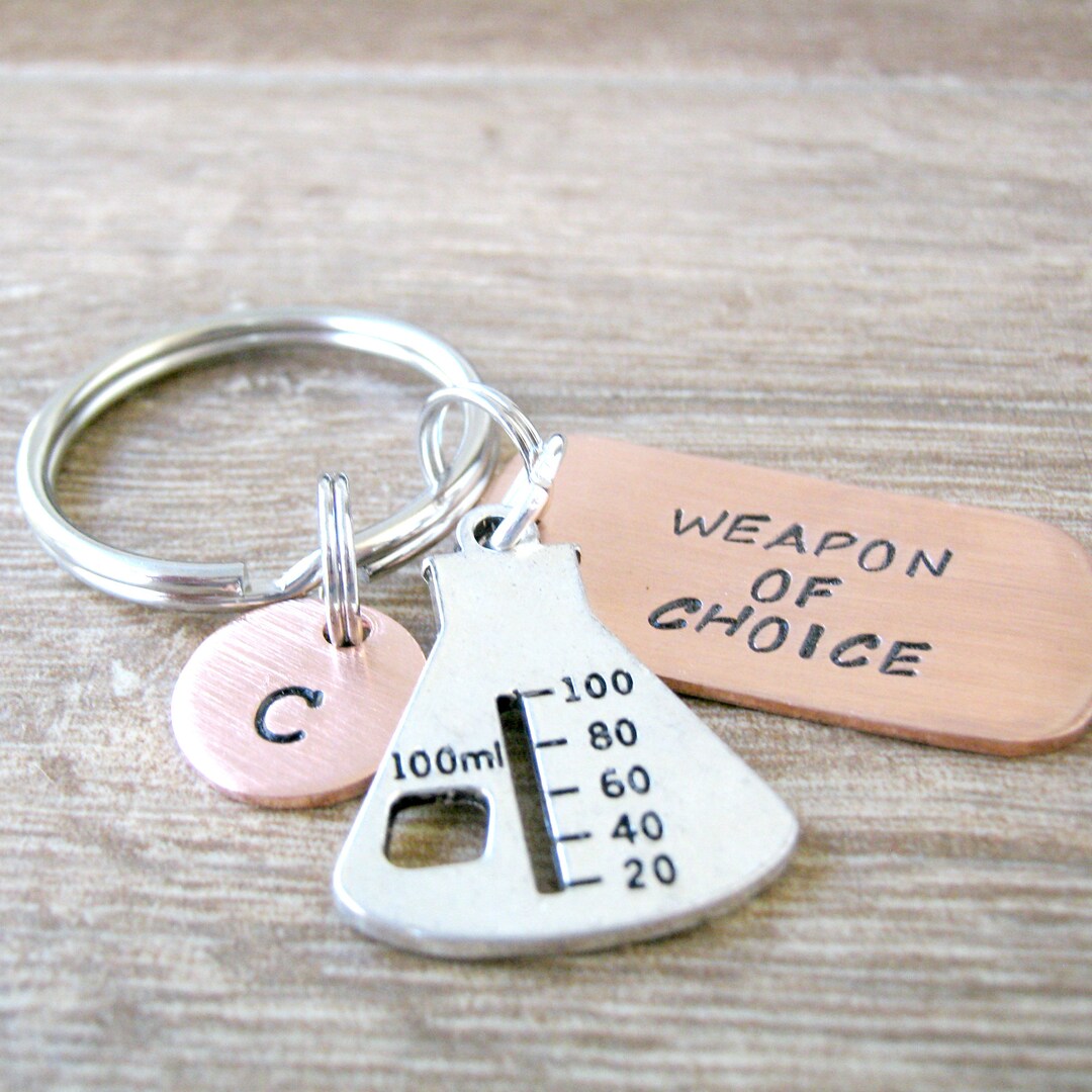 BEAKER Keychain, Weapon of Choice, Scientist Gift, Chemist Gift