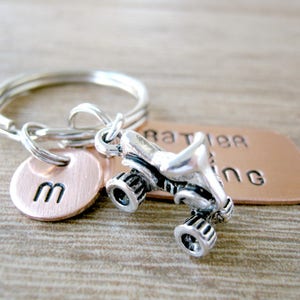 4 Wheeler ATV Keychain, ATV Rather Be Riding ATV charm, Four Wheeling keychain, 4 wheeling, all terrain vehicle, optional initial disc
