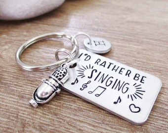 Personalized Singer's Gift, I'd Rather Be Singing Keychain, chorus teacher gift, choir teacher, gift for singer, vocalist gift, performer