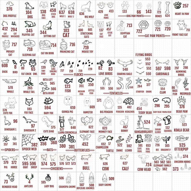 May include: A black and white illustrated chart with 100 different animal and object images. Each image is labeled with a name and a number. The chart is perfect for learning about different animals and objects.