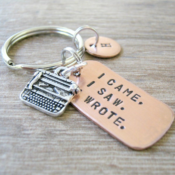 Personalized TYPEWRITER Keychain, Personalized Writing keychain, Writer's keychain I came. I saw. I wrote, writer gift, novelist gift