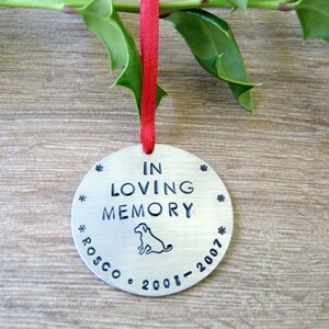 Personalized Pet Memorial Ornament, Dog Memorial Ornament, Cat Memorial Ornament, nickel silver, Pet Sympathy gift, loss of pet, remembrance