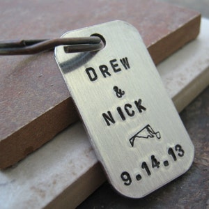 LGBTQ Couples keychain, Anniversary keychain, state stamp, LGBT, his and his, gay male keychain, gay wedding, gay engagement, boyfriend gift
