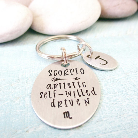Personalized Scorpio Key chain, Scorpio symbol keychain, Scorpio Gift, Scorpio Traits, Scorpio Horoscope, Zodiac Key chain, initial disc