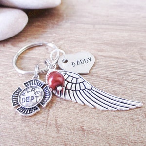 Personalized Firefighter Memorial Keychain with heart, fireman memorial, fireman remembrance, firefighter remembrance, first responder