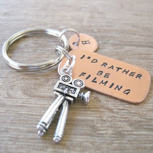 Personalized Filmmaker's Keychain, Personalized I'd Rather Be Filming, Videographer gift, Moviemaker Keychain, Moviemaker Gift, Love to Film