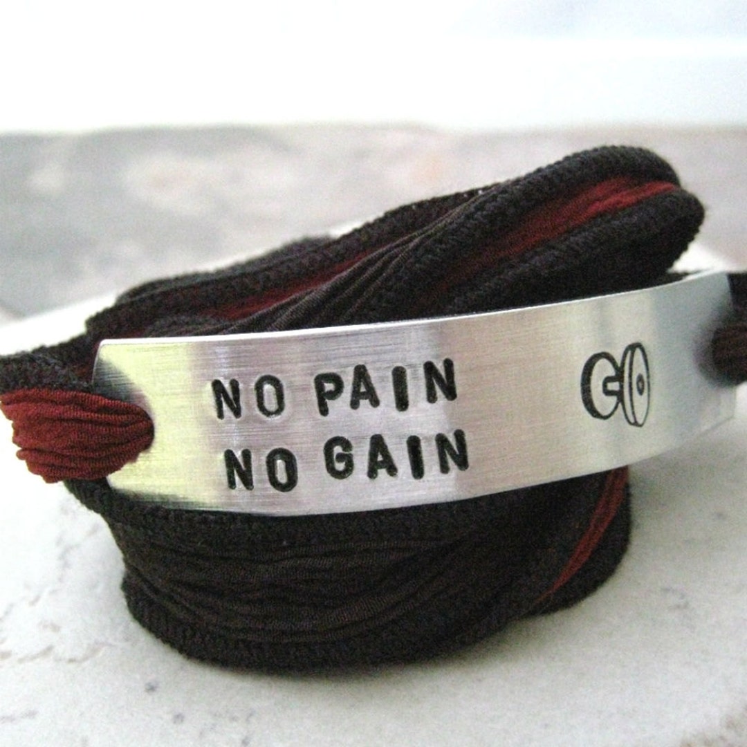 No Pain No Gain Bracelet, Barbell Symbol, Exercise Bracelet, Workout ...