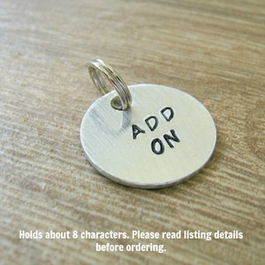 Aluminum Disc Add On for keychains or necklaces, read listing for specs, hand stamped disc, 19mm, .75 inches, personalized disc