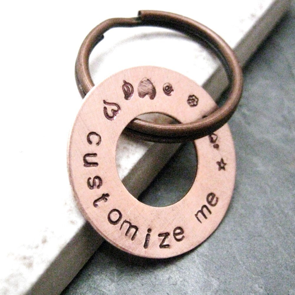 Personalized Copper Washer Keychain we hand stamp 30 Etsy