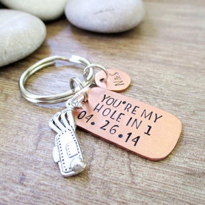 Golfer Keychain, Golfer Anniversary Keychain, You're My Hole in One, Anniversary date keychain, Boyfriend gift, golf keychain, golf gift