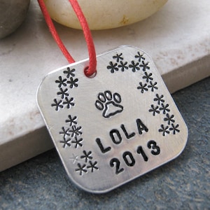 Personalized Paw Print Pet Ornament, customization available, see listing for specs, dog, cat, or paw print stamp available