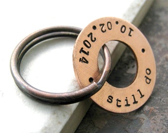 I Still Do Keychain featuring wedding date, anniversary gift, can be personalized with initials, couples keychain, anniversary gift