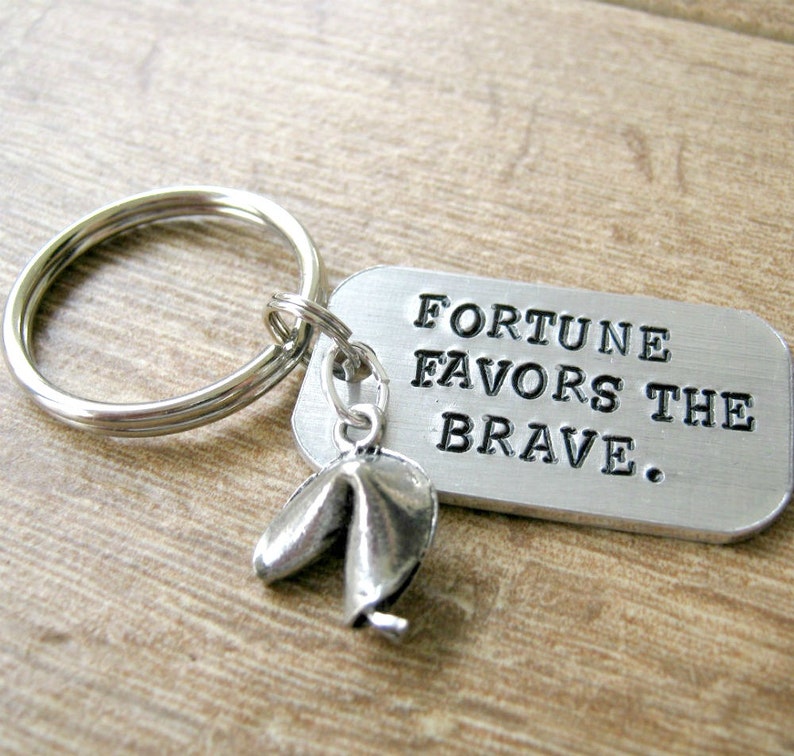 Fortune Favors the Brave Keychain Fortune Cookie Charm Etsy