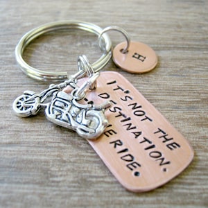 Personalized Motorcycle Keychain, Its not the destination, its the ride, motorcycle charm, Motorcycle quote keychain, motorcycle rider