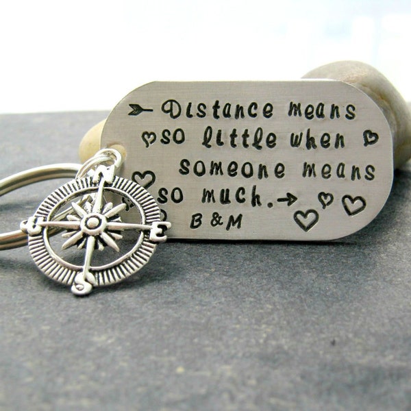 Distance Means So Little When Someone Means So Much Keychain, Long Distance Relationship, LDR keychain, compass charm, LDR gift