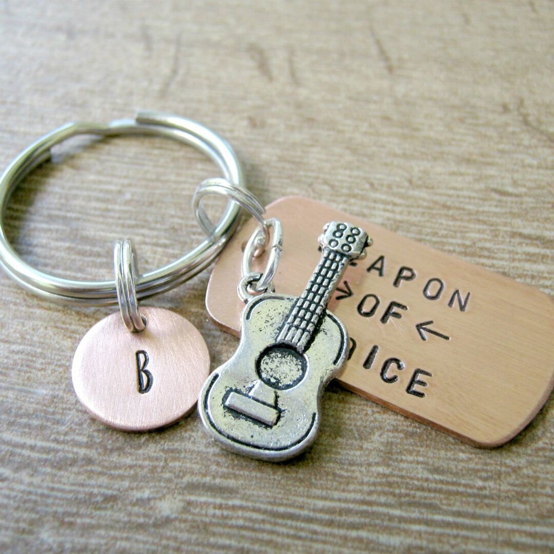 Guitar Keychain Weapon of Choice Guitarist Keychain Etsy