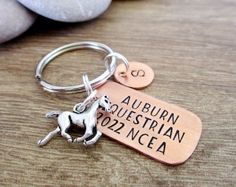 Personalized Equestrian Keychains, Custom Horse Riding keychains, your text & option for initial disc, Equestrian association gifts