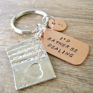 Poker Dealer Keychain, I&#39;d Rather Be Dealing, Poker gifts, Poker Keychain, Playing Cards keychain, Card Player gift, Poker player gifts