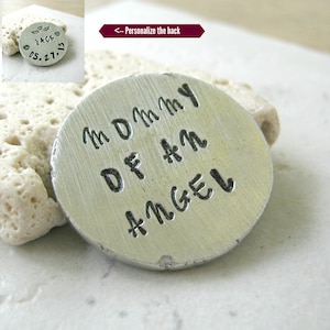 Personalized Mommy of an Angel Pocket Coin, Never Born Keepsake, Mother of an Angel Pocket Rock, Miscarriage, Mother&#39;s Day Gift, Angel Gift