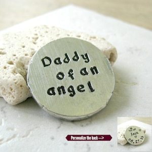 Personalized Daddy of an Angel Pocket Coin, Never Born Keepsake, Father of an Angel Pocket Rock, Miscarriage, Loss of Baby, Loss of Child