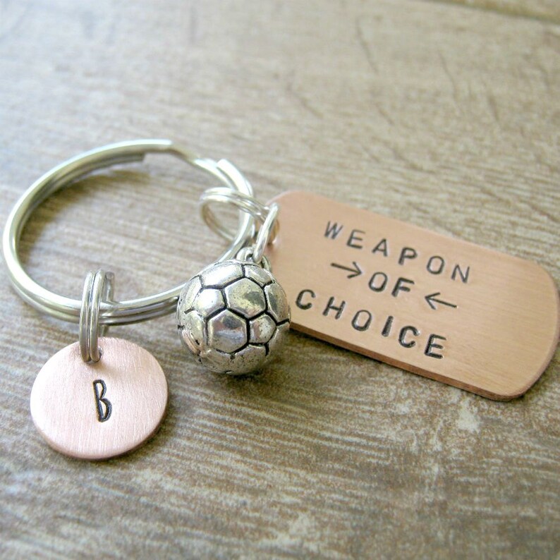 SOCCER Keychain Weapon of Choice sports soccer team soccer Etsy