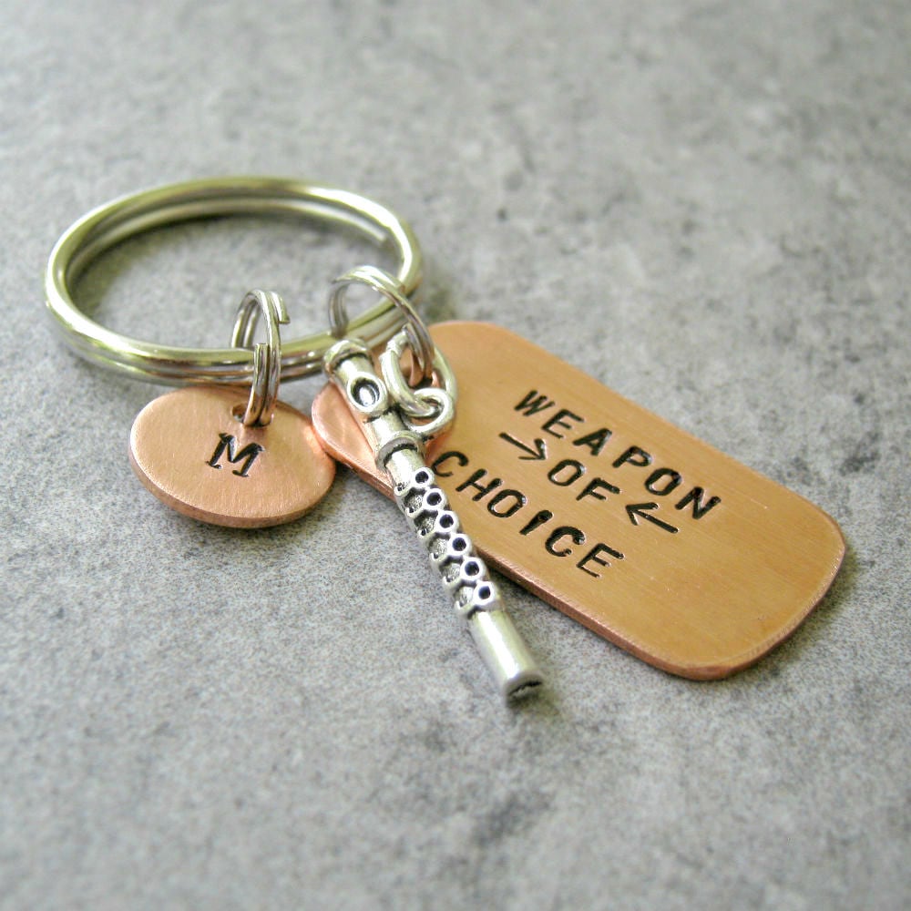 FLUTE Keychain Flute player gift Weapon of Choice gift for Etsy