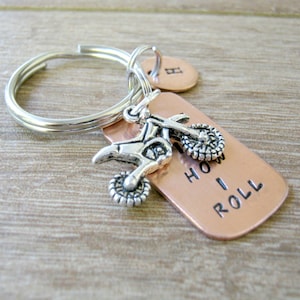 Personalized Dirt Bike keychain, Dirtbike Keychain, optional initial disc, Dirtbikelife, Dirt Biker Gift, personalized motorcross, motocross