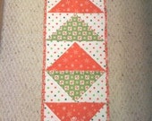 Reduced  Christmas Table runner of Whimsical triangles pieced quilted topstitched