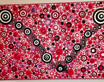 Punktmalerei, Acrylbild abstrakt, Klecksmalerei, Kunstwerk rosa pink, abstrakte Kunst, handgemachte, einzigartige Acrylmalerei, 3D, Dotting