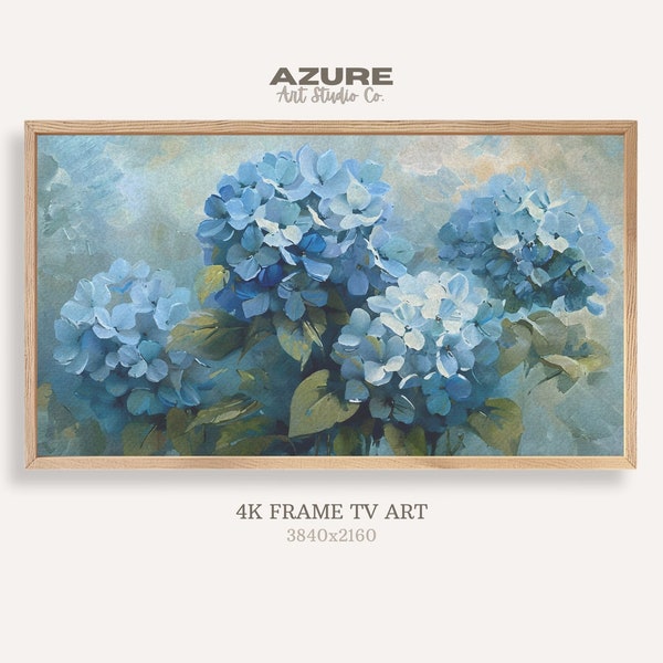 Blue Hydrangea bouquet, Country Flowers Frame TV Art, Digital Download Frame TV Art, Spring Floral Art, Blue Hydrangea painting
