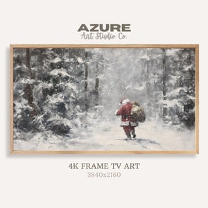 Santa Claus Painting for TV, Santa Art for TV frame, Christmas Holiday Art Instant Download, Snowy Christmas Decor, Santa tv Art Screensaver