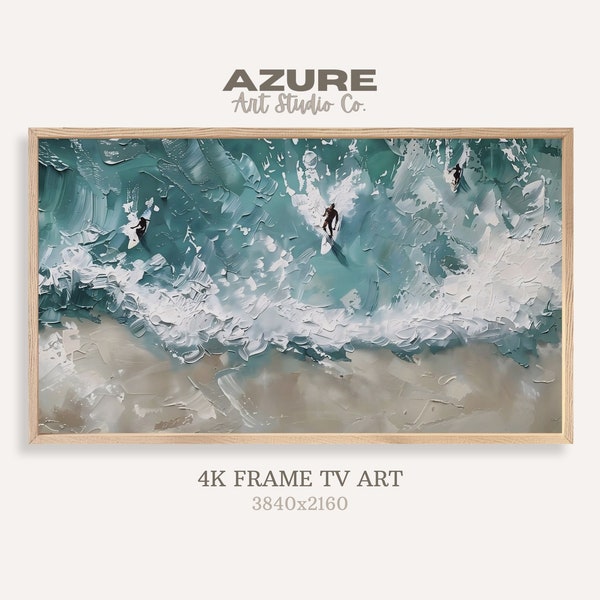 Abstract Surfers Frame TV Art, Summer Beach Artwork, Modern Abstract Seascape Art for TV, Summer Frame TV Art Instant Download Painting