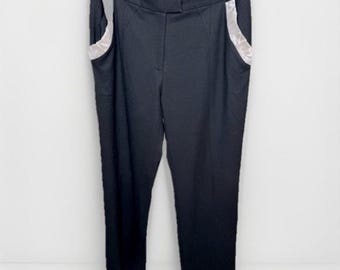 Vintage Wool Pants with White Frill Accent