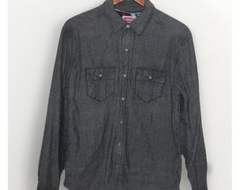 Levis Gray Snap Front Shirt Men's M Aztec Flannel Lined Shacket