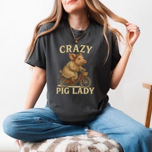 Maglietta con maialino pazzo, maglietta con maialino divertente, maglietta estetica per amanti dei maiali, regalo per mamma maialino, maglietta con colori comodi, regalo per maialino domestico, maglietta con animali da fattoria, maglietta per amanti dei maiali