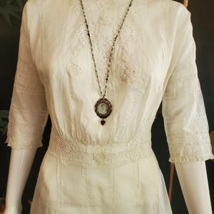 1900s Edwardian Antique White Cotton Dress Prairie Dress