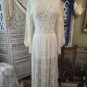 Edwardian Style Dress Antique 1900s Lace Skirt Antique tambour lace with a cotton italian lace midriff