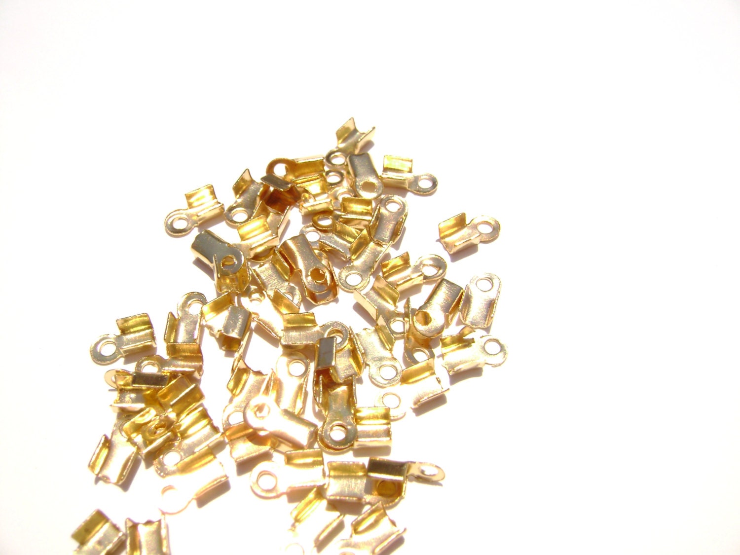 Cord Ribbon End Tip Fold Over Clasp Crimp Bead Stopper Shiny Etsy