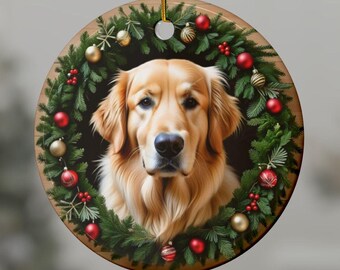 Ceramic Golden Retriever Christmas Ornament, Pet Lover Gift