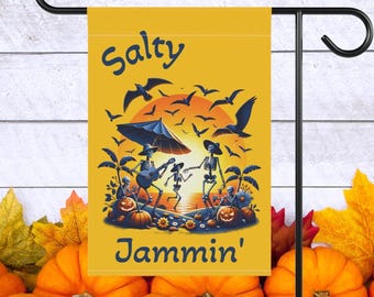 Dancing Skeleton Beach Garden Flag, Summerween Halloween Yard Decor