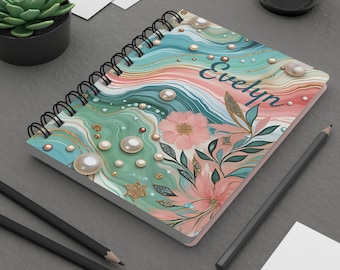 Personalized Abstract Floral Notebook, Bridesmaid Gift