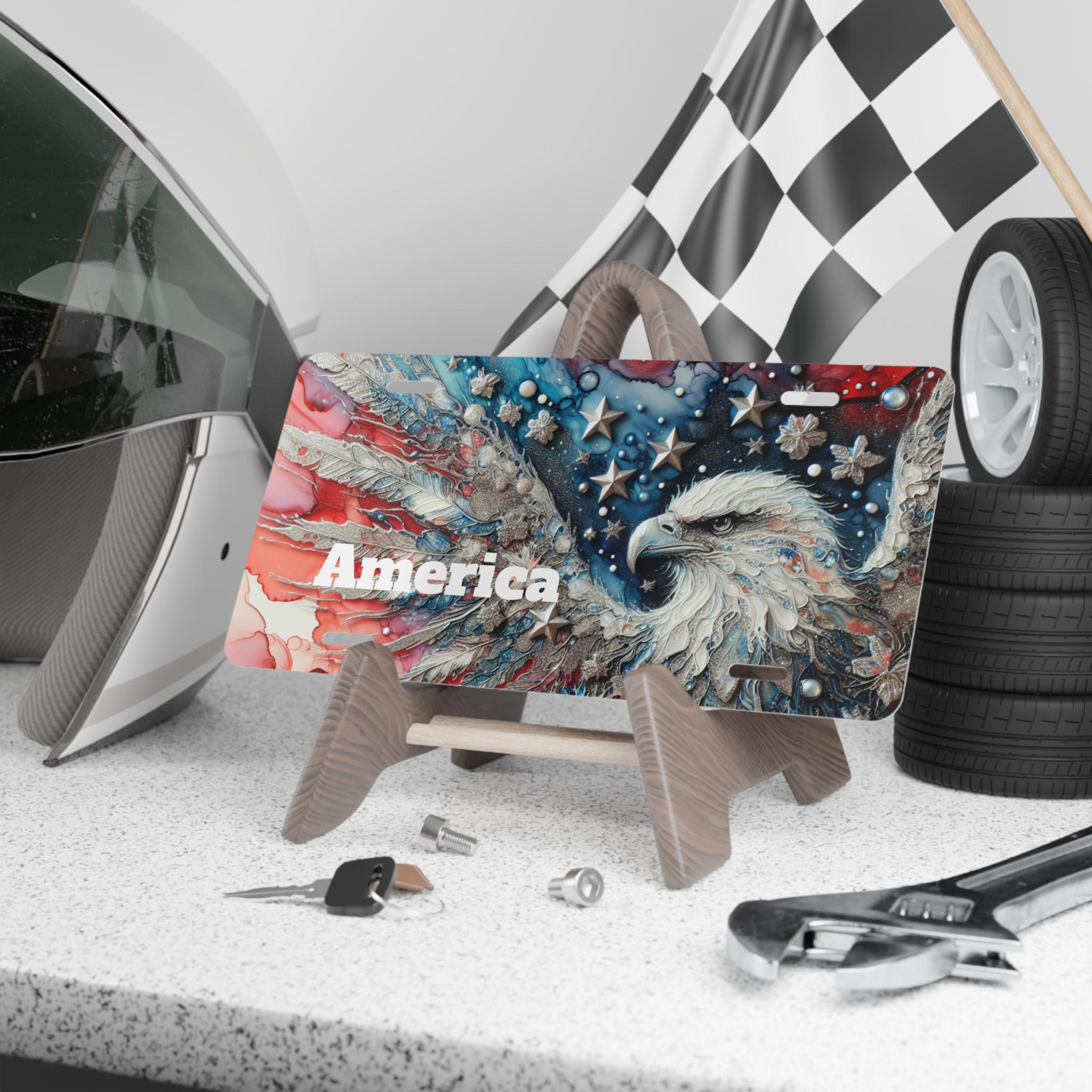 thumbnail image 2 of American Eagle Patriotic USA License Plate – White Aluminum Embossed – New 2 of 6