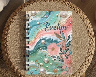 Personalized Abstract Floral Notebook, Bridesmaid Gift