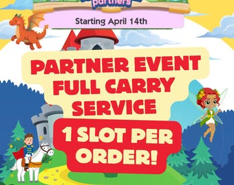 Evento de Parceiros de Contos de Fadas da MoGo: 1 vaga por pedido com serviço completo de entrega.