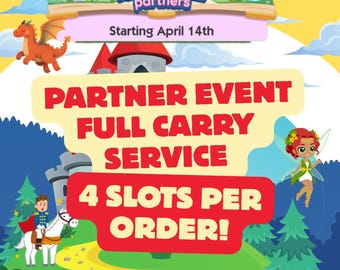 Evento de Parceiros Conto de Fadas da MoGo: 4 vagas por pedido com serviço completo de entrega.